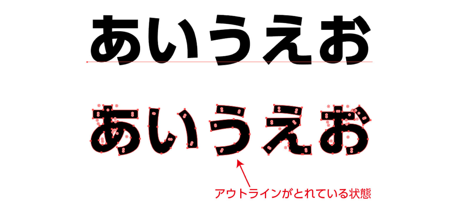 文字のアウトラインがとれた状態